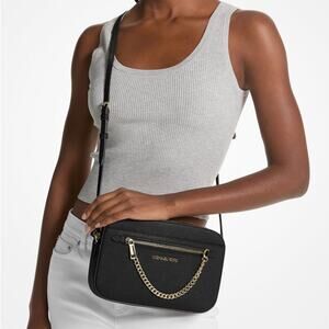 Michael Kors Jet Set Large Leather Zip Chain Crossbody Bag New Retails $398‎
